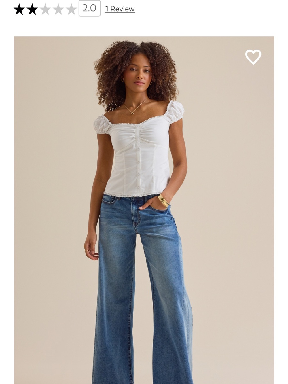 LOOKING for Altar'd State White Puff Sleeve Sweetheart Blouse